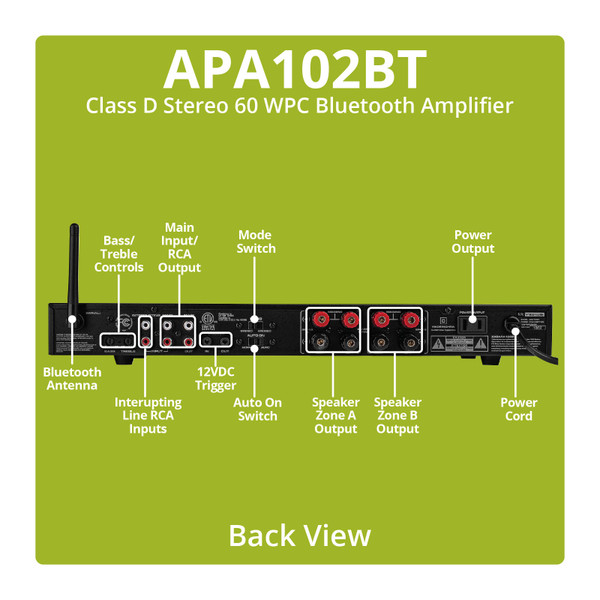 Alternate view 2 for Dayton Audio APA102BT Class D Stereo 60 WPC Bluetoot 300-593